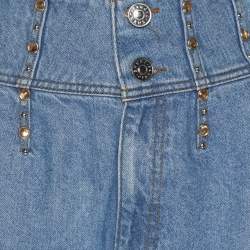 Pre Owned Sandro Blue Denim Crystal Embellished Midi Skirt L