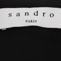 Pre Owned Sandro Black Crepe Fabric Embellished Pleated Midi Skirt L