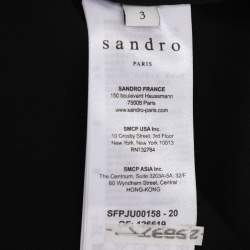 Pre Owned Sandro Black Crepe Fabric Embellished Pleated Midi Skirt L