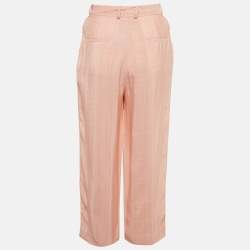 Pre Owned Sandro Poudre Pink Crepe Straight Fit Trousers S