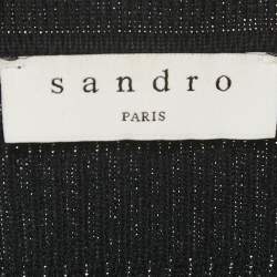 Pre Owned Sandro Black Rib Knit Button Front Cardigan Top S