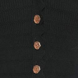 Pre Owned Sandro Black Rib Knit Button Front Cardigan Top S