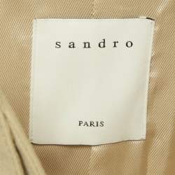 Pre Owned Sandro Beige Crepe Pleated Trench Coat S
