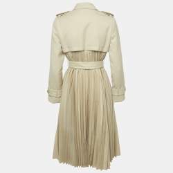 Pre Owned Sandro Beige Crepe Pleated Trench Coat S