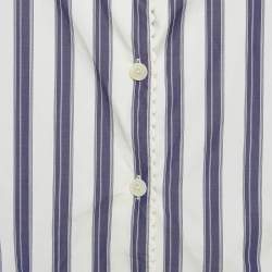 Pre Owned Sandro Blue Stripe Cotton Oversize Collar Detail Button Front Blouse XS