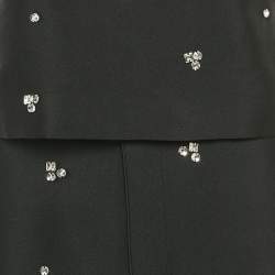 Pre Owned Sandro Black Rhinestone Embellished Silk Blend Top and Skirt Set S/M