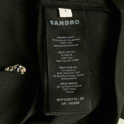 Pre Owned Sandro Black Rhinestone Embellished Silk Blend Top and Skirt Set S/M