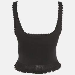 Pre Owned Sandro Black Knit Ruffled Tilly Sleeveless Crop Top M