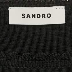 Pre Owned Sandro Black Knit Ruffled Tilly Sleeveless Crop Top M