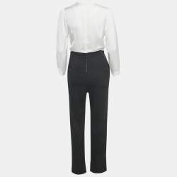 Pre Owned Sandro Black /White Crepe Blend Jumpsuit M