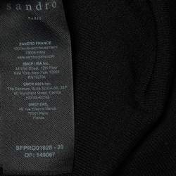 Pre Owned Sandro Black Pointelle Knit Johanne Ruffled Long Dress S