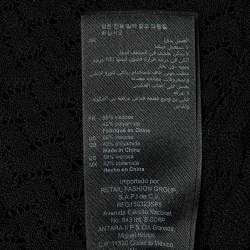 Pre Owned Sandro Black Pointelle Knit Johanne Ruffled Long Dress S