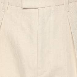 Pre Owned Sandro Light Beige Gabardine Pleated High-Waist Trousers M