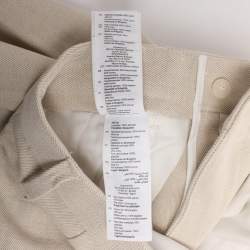 Pre Owned Sandro Light Beige Gabardine Pleated High-Waist Trousers M