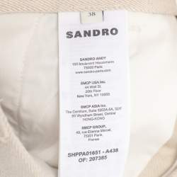 Pre Owned Sandro Light Beige Gabardine Pleated High-Waist Trousers M
