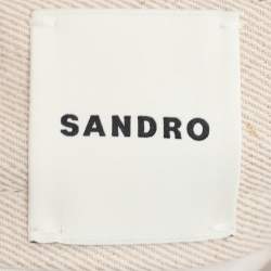 Pre Owned Sandro Light Beige Gabardine Pleated High-Waist Trousers M