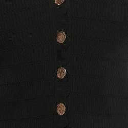 Pre Owned Sandro Black Rib Knit Button Front Cardigan Top M