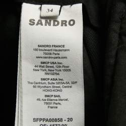 Pre Owned Sandro Black Contrast Stitch Gabardine Trousers XS