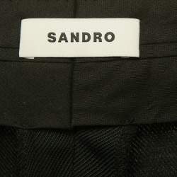 Pre Owned Sandro Black Contrast Stitch Gabardine Trousers XS