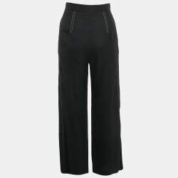 Pre Owned Sandro Black Contrast Stitch Gabardine Trousers XS