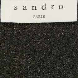 Pre Owned Sandro Black Printed Silk Mini Dress M