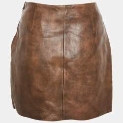 Pre Owned Sandro Brown Leather Mini Skirt L