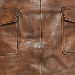Pre Owned Sandro Brown Leather Mini Skirt L