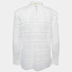 مملوكة مسبقًا Sandro White Lace Turtle Neck Top L