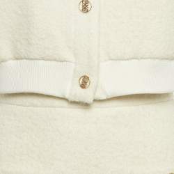 Pre Owned Sandro Ecru Tweed Crop Jacket and Mini Skirt Set S