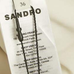 Pre Owned Sandro Ecru Tweed Crop Jacket and Mini Skirt Set S