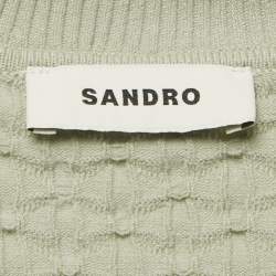 مملوكة مسبقًا طقم جاكيت وتنورة حبكة مزركشة بلون أخضر فاتح ساندرو حجم صغير جداً