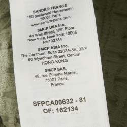 مملوكة مسبقًا طقم جاكيت وتنورة حبكة مزركشة بلون أخضر فاتح ساندرو حجم صغير جداً