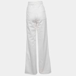 مملوكة مسبقًا Sandro White Cotton Drill Wide Leg High Waist Jeans M