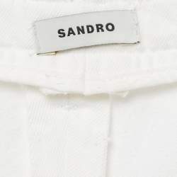 مملوكة مسبقًا Sandro White Cotton Drill Wide Leg High Waist Jeans M