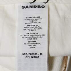 مملوكة مسبقًا Sandro White Cotton Drill Wide Leg High Waist Jeans M