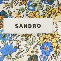 Pre Owned Sandro Yellow/Blue Blossom Print Silk Mini Dress S