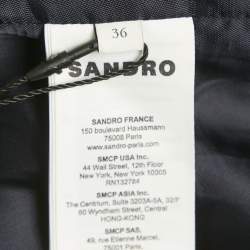 Pre Owned Sandro Navy Blue Wool Blend Pleated Insert Trench Coat L