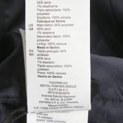 Pre Owned Sandro Navy Blue Wool Blend Pleated Insert Trench Coat L
