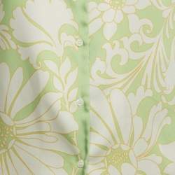 Pre Owned Sandro Green Floral Print Satin Top & Shorts Set XS