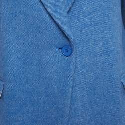 Pre Owned Sandro Blue Wool Blend Oversized Tailored Jacket XS