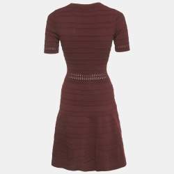 Pre Owned Sandro Burgundy Knit Mini Dress S