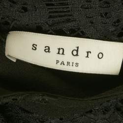 Pre Owned Sandro Black Crepe Lace Detail Mini Dress S