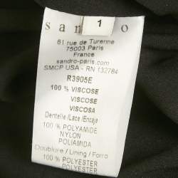 Pre Owned Sandro Black Crepe Lace Detail Mini Dress S