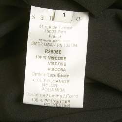 Pre Owned Sandro Black Crepe Lace Detail Mini Dress S