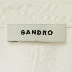 Pre Owned Sandro Beige Tweed & White Satin Shirt , Vest & Pants Set S