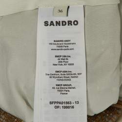 Pre Owned Sandro Beige Tweed & White Satin Shirt , Vest & Pants Set S