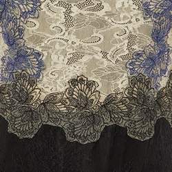 Pre Owned Sandro Black Lace Contrast Detail Mini Dress M