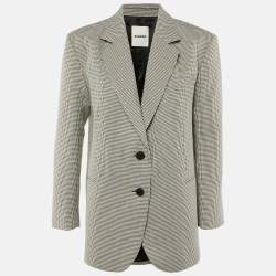 Pre Owned Sandro Black /White Embellished Houndstooth Oversize Blazer XS 