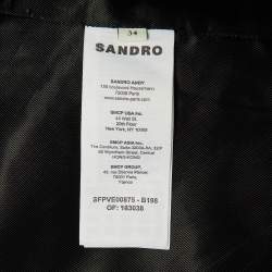 Pre Owned Sandro Black /White Embellished Houndstooth Oversize Blazer XS 
