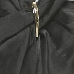 Pre Owned Sandro Black Satin & Linen V-Neck Cut Out Slit Maxi Dress S 